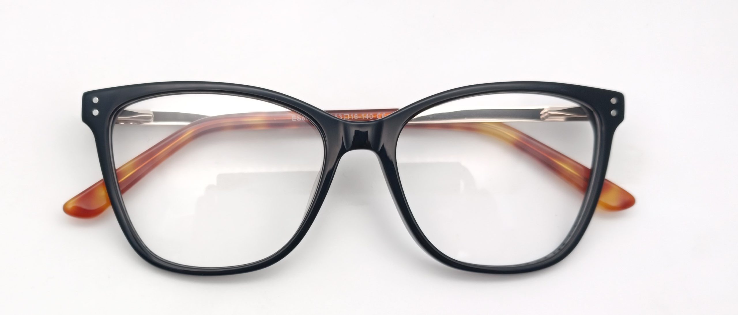 Cat‑Eye Full‑Rim Acetate Frame with Metal‑Core Temples-ES6004